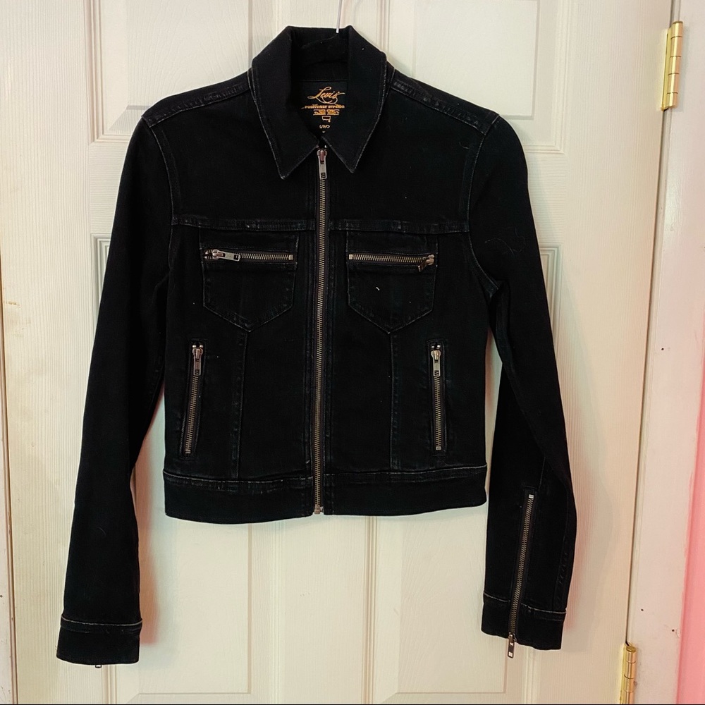 New Levi’s Black Denim Jean Jacket Small S XS Fall Autumn Zipper